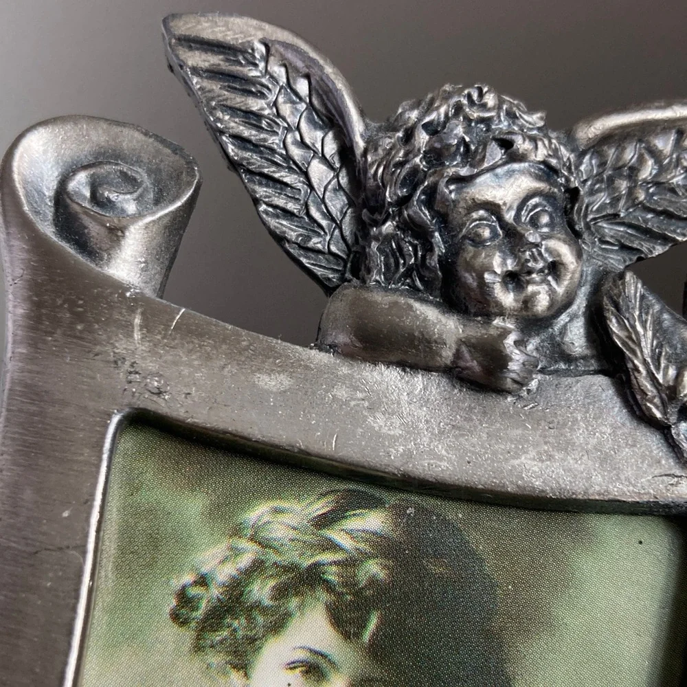 Vintage Linco Cherub Roses Victorian Small Desktop Frame Coquette Whimsigoth